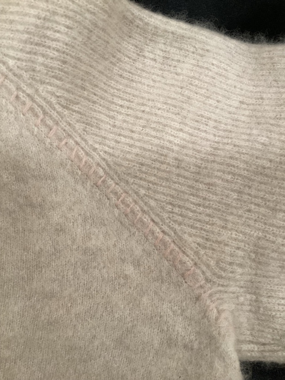 Johnny Was Casey Cashmere Whipstich Oat Colored Sweater W Pink Stitching M - Picture 6 of 13